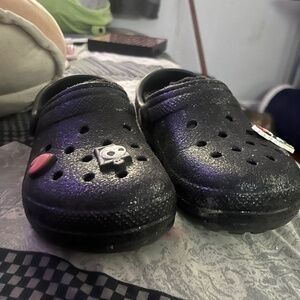Black glitter crocs